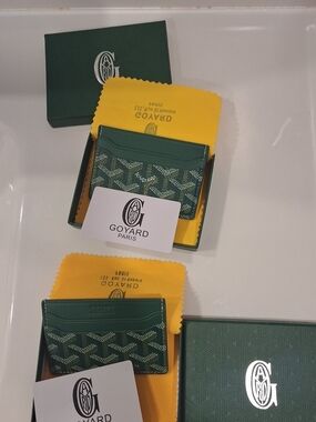 Goyard Green Goyardine Slim Card Holder